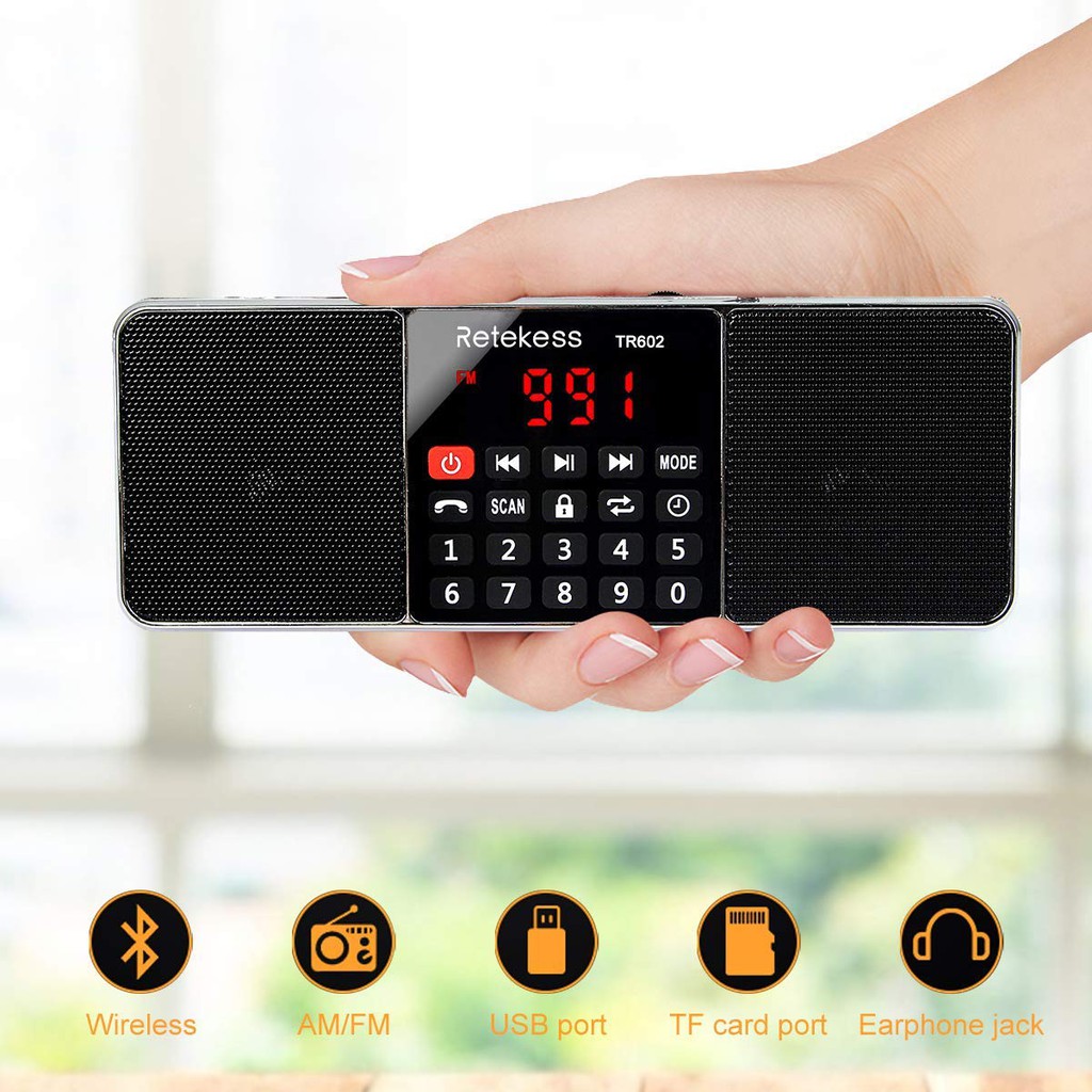 Retekess TR602 Portable AM FM Stereo Radio with Wireless MP3 Player ...