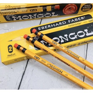 12pcs #1,#2,#3 Original Mongol Pencil W/eraser lapis | Shopee Philippines