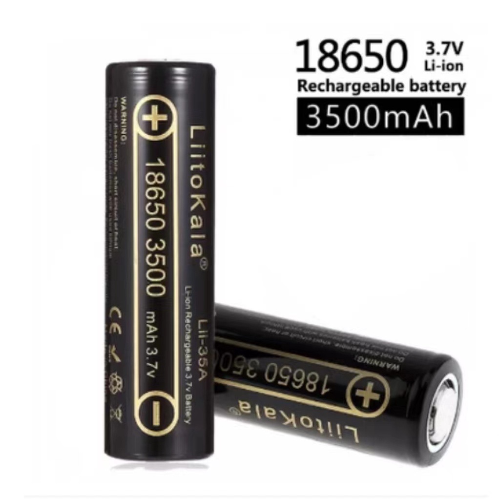 2 X Ukpowercell Batteria 3.7V 3500mAh Con Pulsante Superiore, Formato 18650 Ad Alta Capacità
