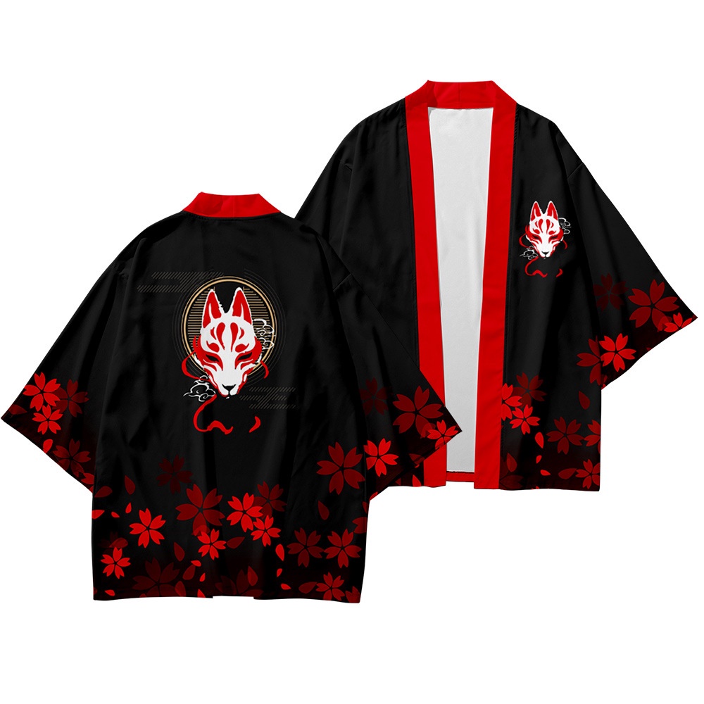 Black Kimono Cardigan Women Men Japanese Obi Male Yukata Men's Haori ...