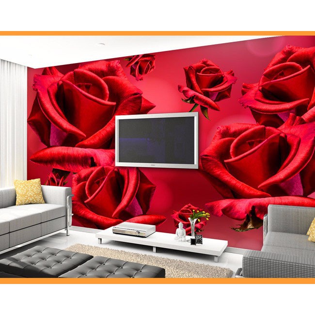 Customize any size wallpaper fantasy red rose big red living room