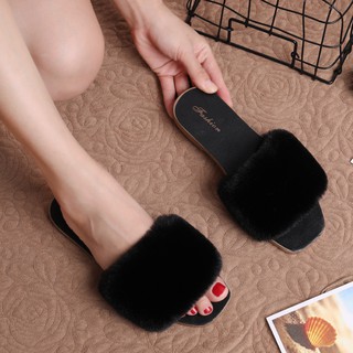 988 Add+1 new hairy slippers for women's fashionable wear, students'  antiskid and thermal insulatio