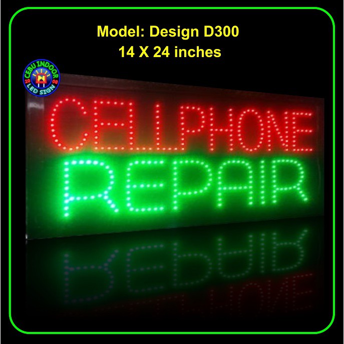 Led sign cellphone repair. Steady bright light Store sign Shop