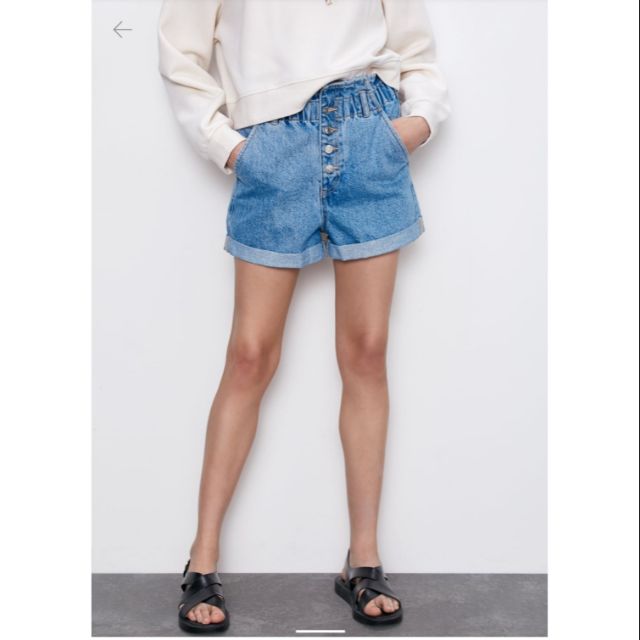 ZARA Denim Paperbag Bermuda Shorts Shopee Philippines