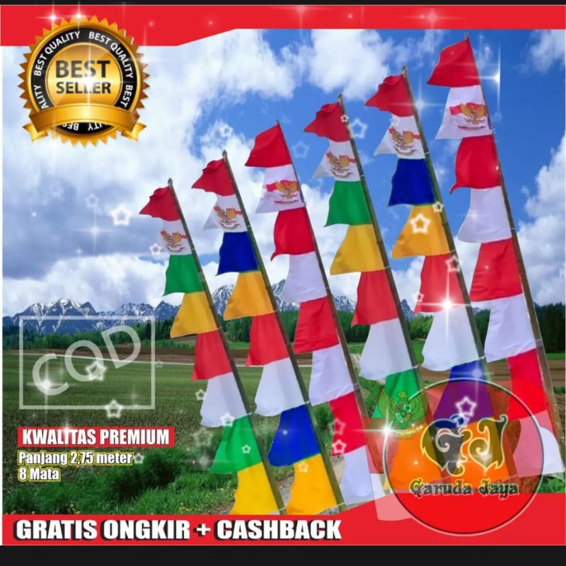 MERAH PUTIH Red And White Flag Pennant Flags Seahorse Pennant Flags ...