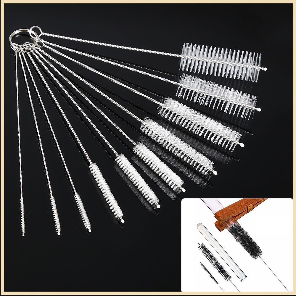 Hot Promotion 10nylon Cleaning Brush Set Test Tube Bottle Straw Washing Cleaner Bristle Kit Cod 9636