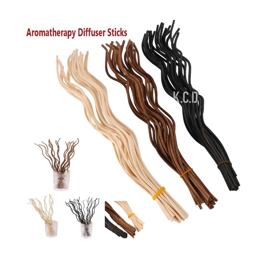 20Pcs Brown Wavy Rattan Reed Fragrance Diffuser Replacement Refill ...