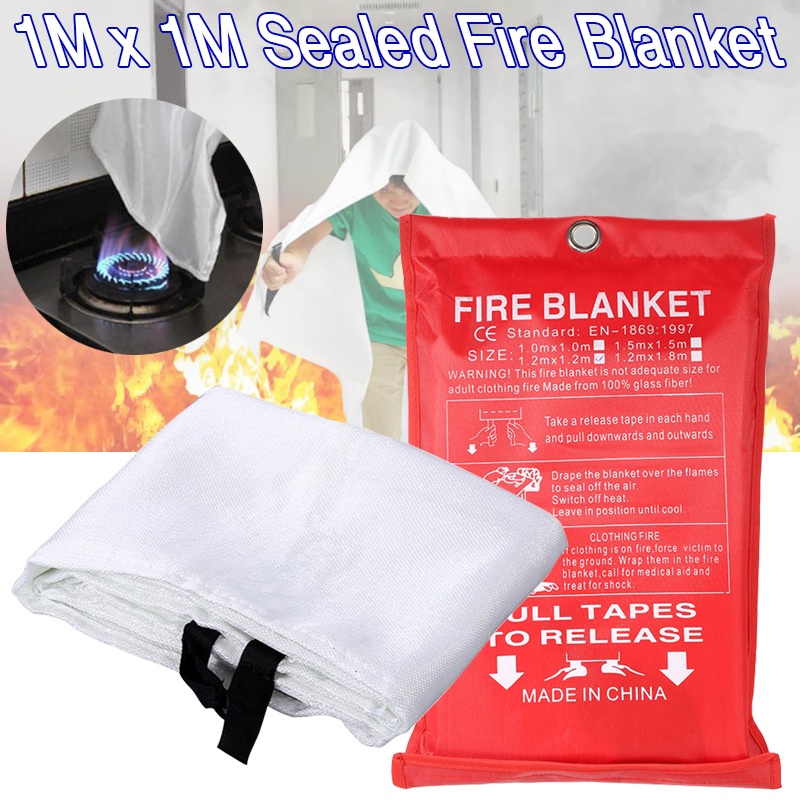 [Spot] ZK40 1M x 1M Sealed Fire Blanket Home Safety Fighting Fire ...