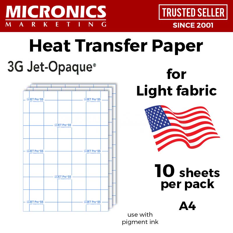Heat Transfer Paper 3G Jet Opaque US Dark / Light Transfer 10 Sheets ...