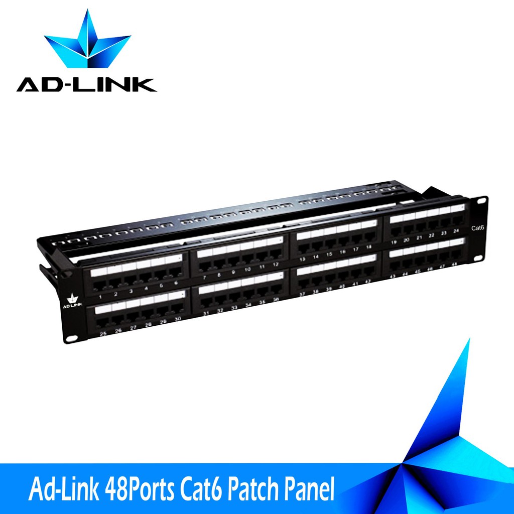 AD-LINK (AD-CM048) 48-Port Patch Panel Cat6 Fully Loaded Rack mountable ...