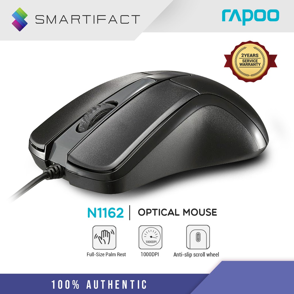 Rapoo N1162 DPI 1000 1.2M Wired Optical Entry Level Mouse | Shopee ...