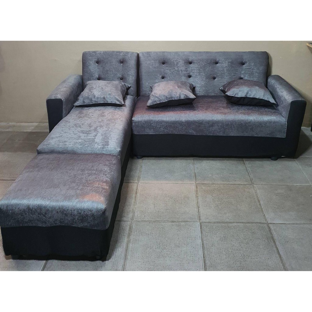 sofa set L shape dark grey buttons fabric Shopee Philippines