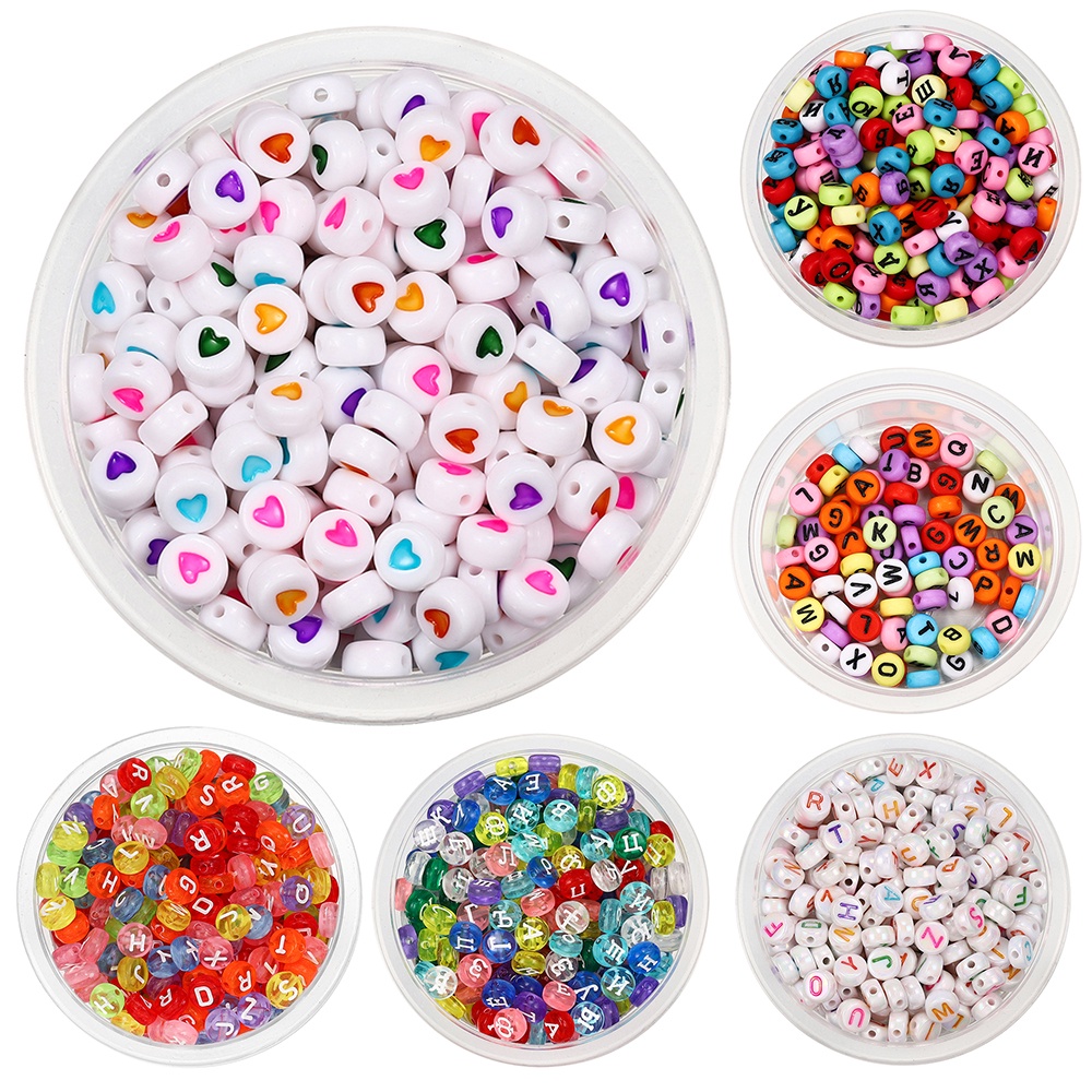 St.kka 100pcs/lot 7x4mm/1.5mm Acrylic Round Letter Beads DIY Beads ...