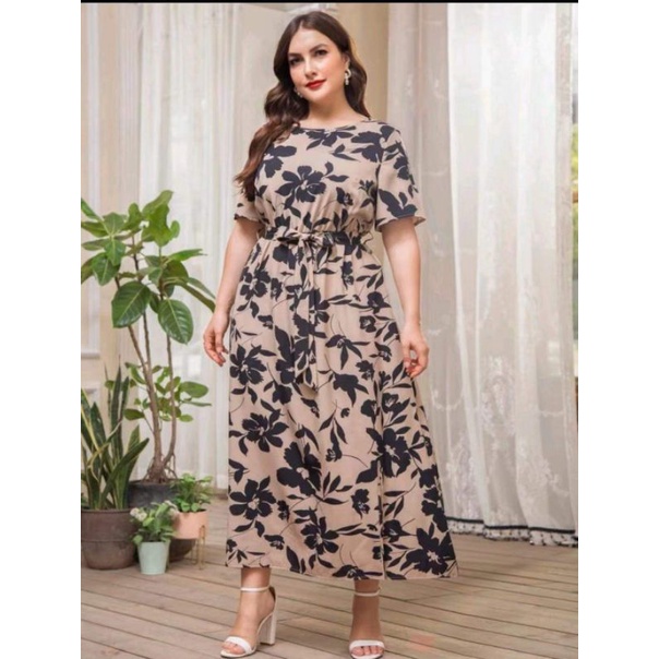 B02/ 882 / 766 A.M White maxi PLUS size DRESS (FIT TO XL) | Shopee ...