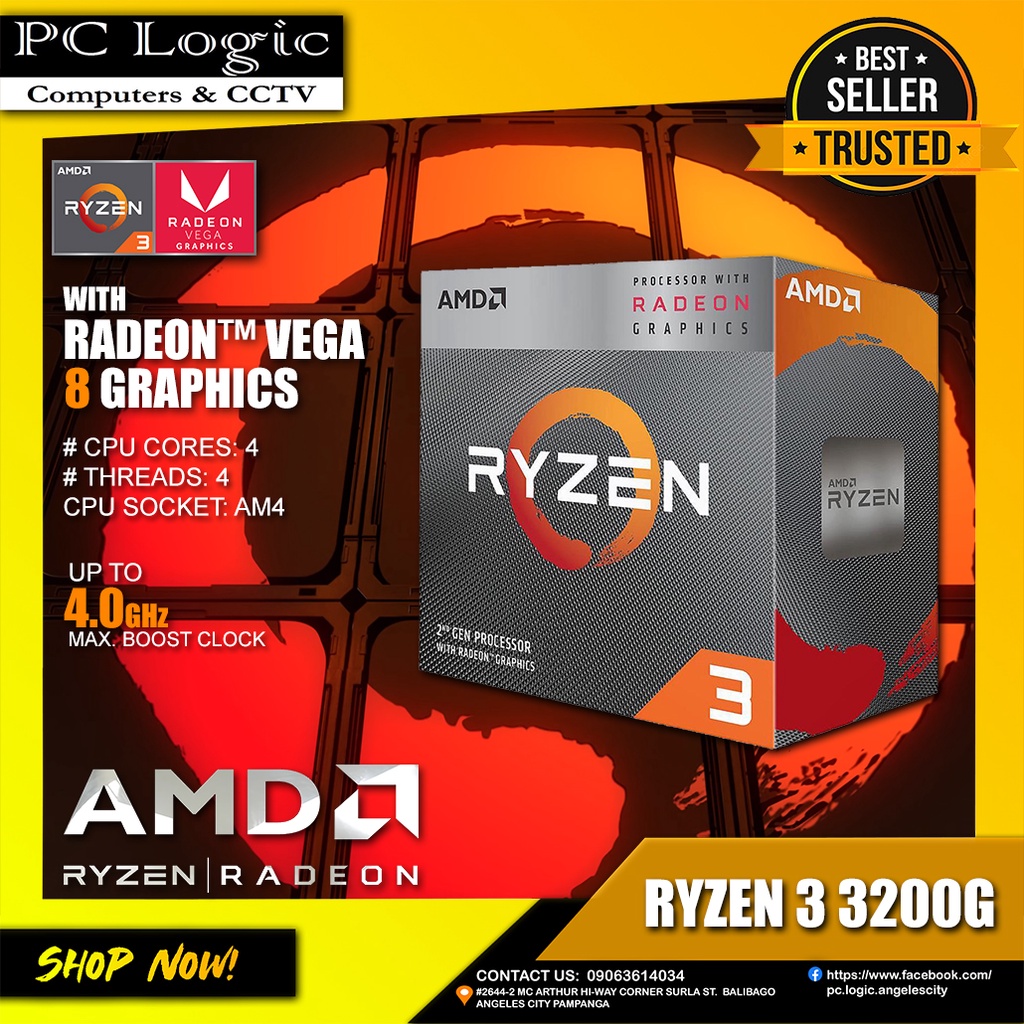 AMD RYZEN™ 3 3200G W/ Radeon™ VEGA 8 Graphics 4 Cores Processor ( BOX ...