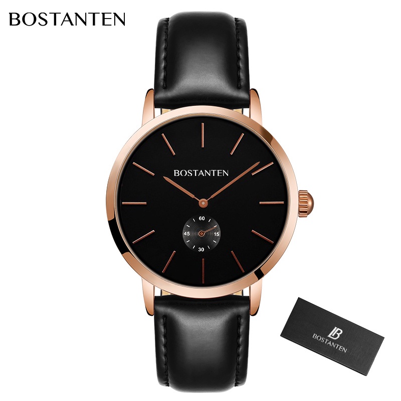 TR18-Bostanten Men's Watch Ultra Thin Quartz Leather Men's Watch Quartz ...