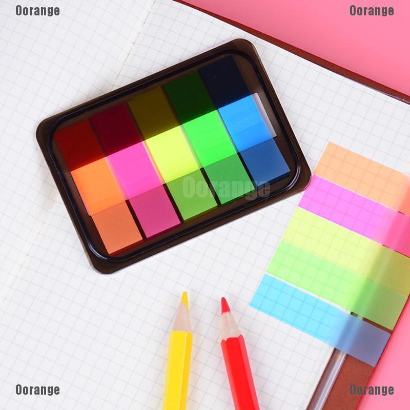 SP 100Pc Fluorescen transparent Sticker Bookmark Marker Memo Flags Tab ...