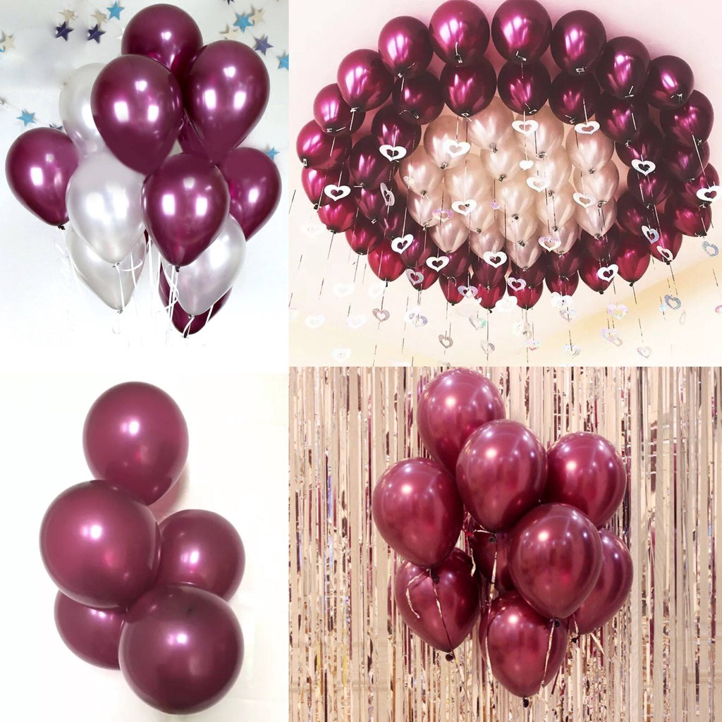 20pcs Maroon Balloon Ruby Balloon Red Wine Burgundy 12 inch Latex Pearl ...