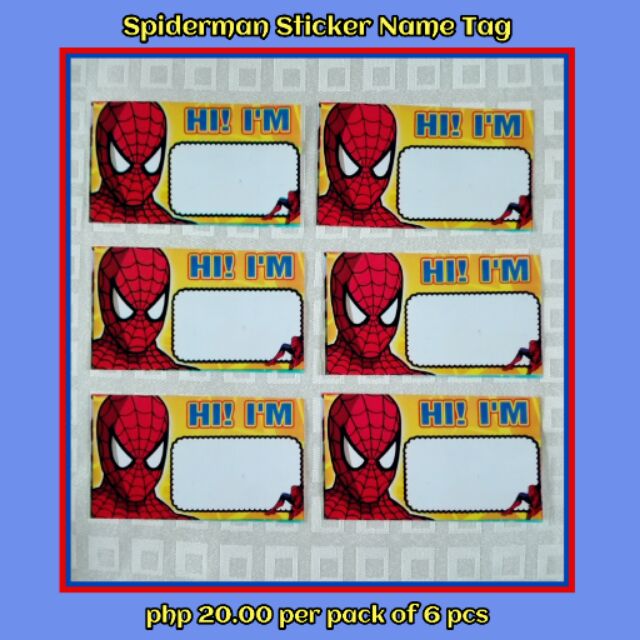 Name Tag Spiderman Name Plate