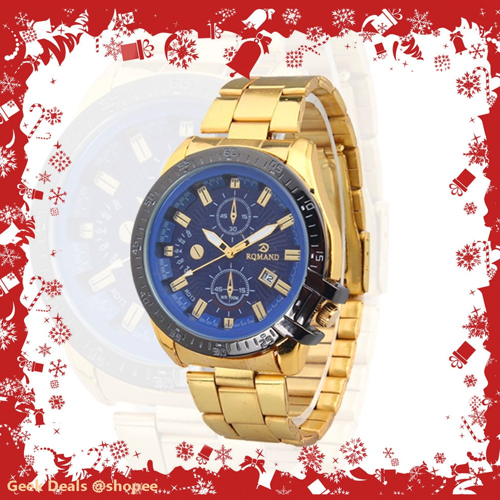 RQ 02 Rqmand Men s Stainless Steel Strap Watch Blue Gold