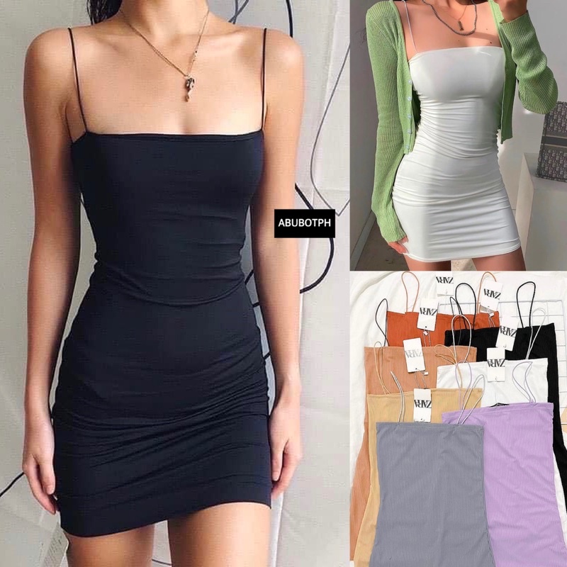 HoneyFashion---Women Basics Solid Bodycon Strap Dress