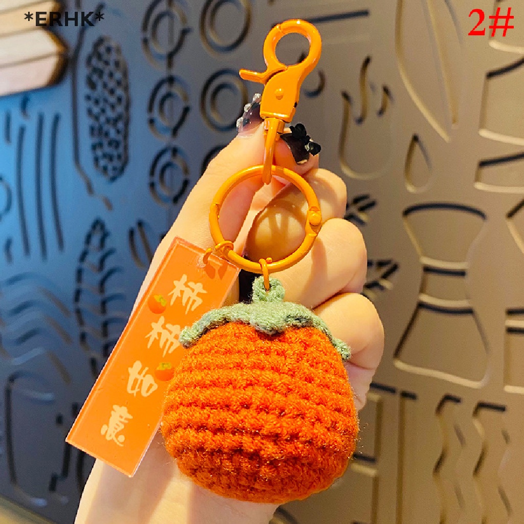QrhYK> 1Pc New Plush Fruit Crochet Pendant Handwoven Woolen Bag