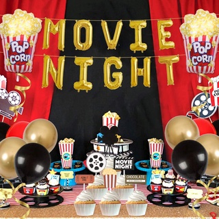Movie Night Party Decoration Popcorn Star Foil Balloons for Boy