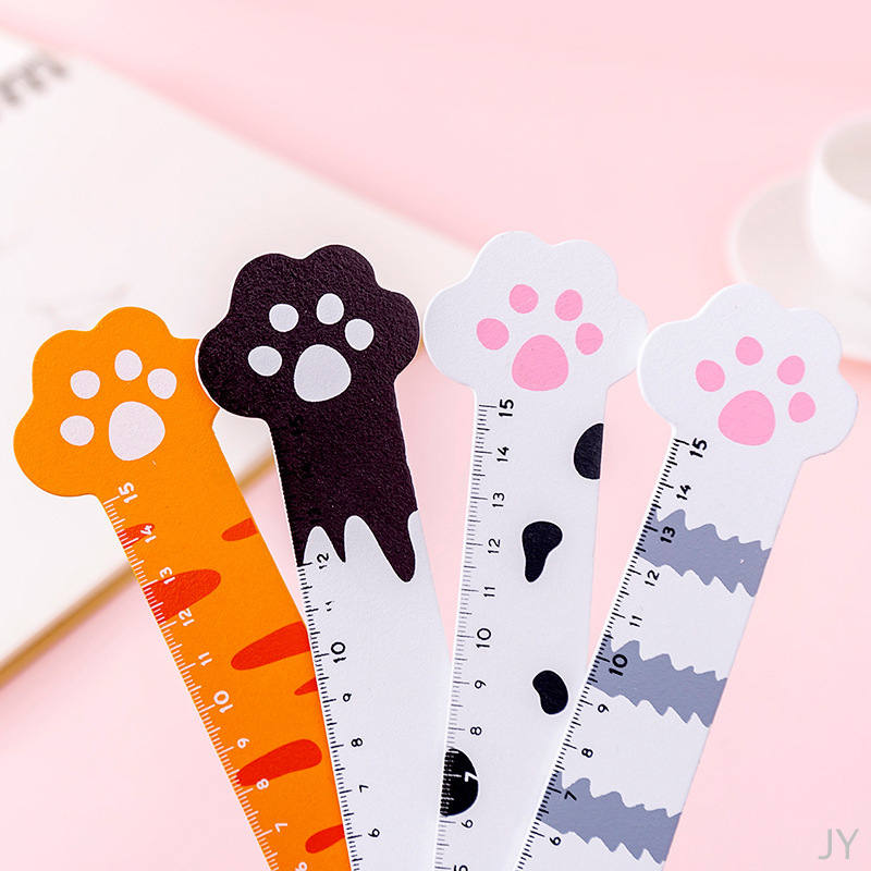 [Simplified] Ins Wooden Cat Claw Ruler Cartoon Drawing Handbook Ruler ...