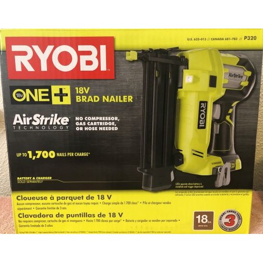 RYOBI18Volt ONE+ Cordless AirStrike 18Gauge Brad Nailer (Tool Only