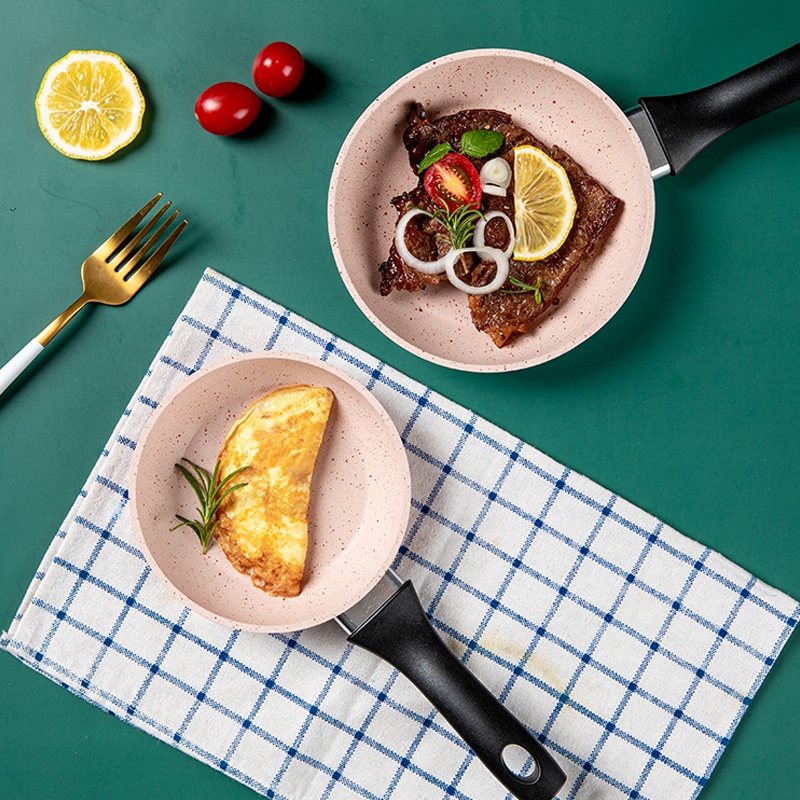 SYNMORE Non Stick Frying Pan 14CM Marble Stone Coating and Silicone Handle High Quality