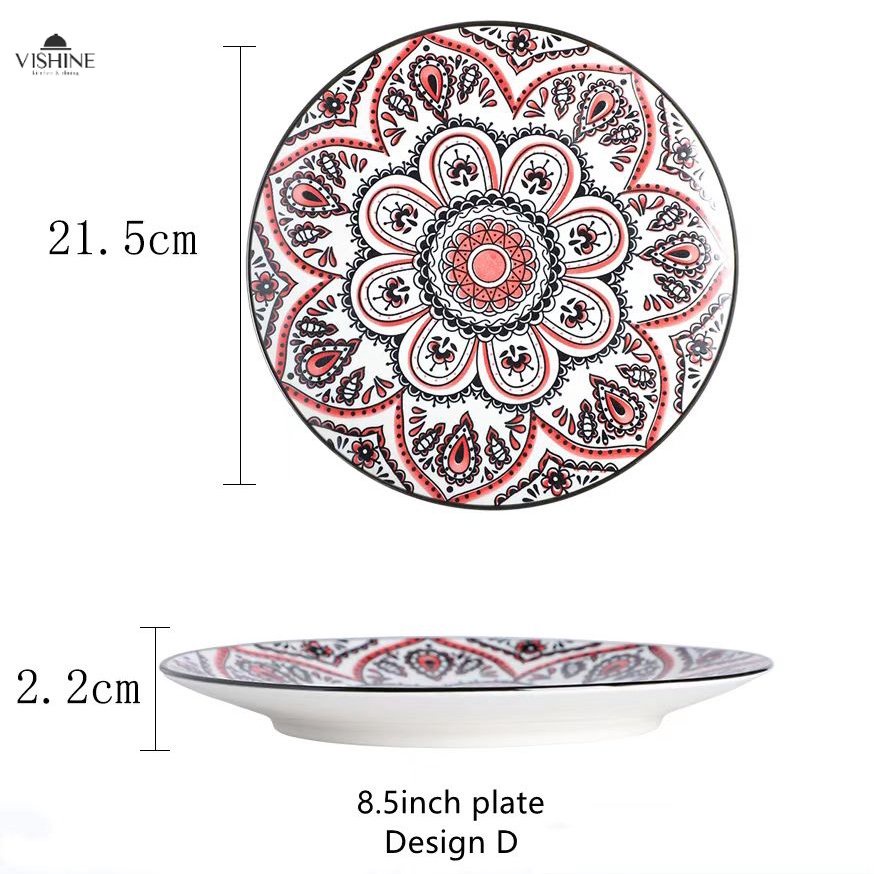 VISHINE Moroccan Ceramic Tableware Dinner Salad Dessert Serving Plate ...