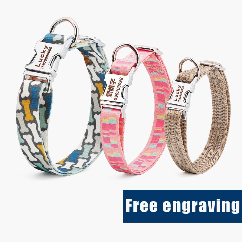 Customized Dog Collars Large Dog Collars Nylon Pet Leashes Pet Reflective Collars Pet Puppy