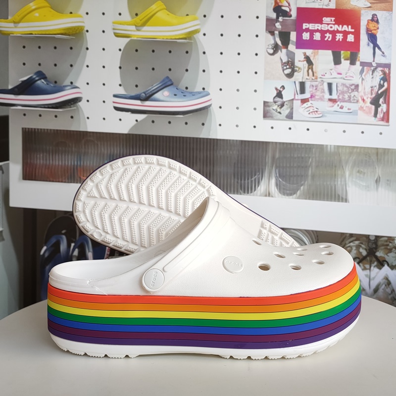 Crocband platform hot sale rainbow clog