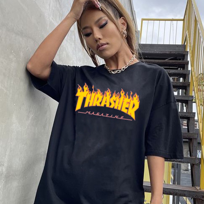 Thrasher oversize sublimation Unisex Oversized Fashion trendy black T Shirt tees