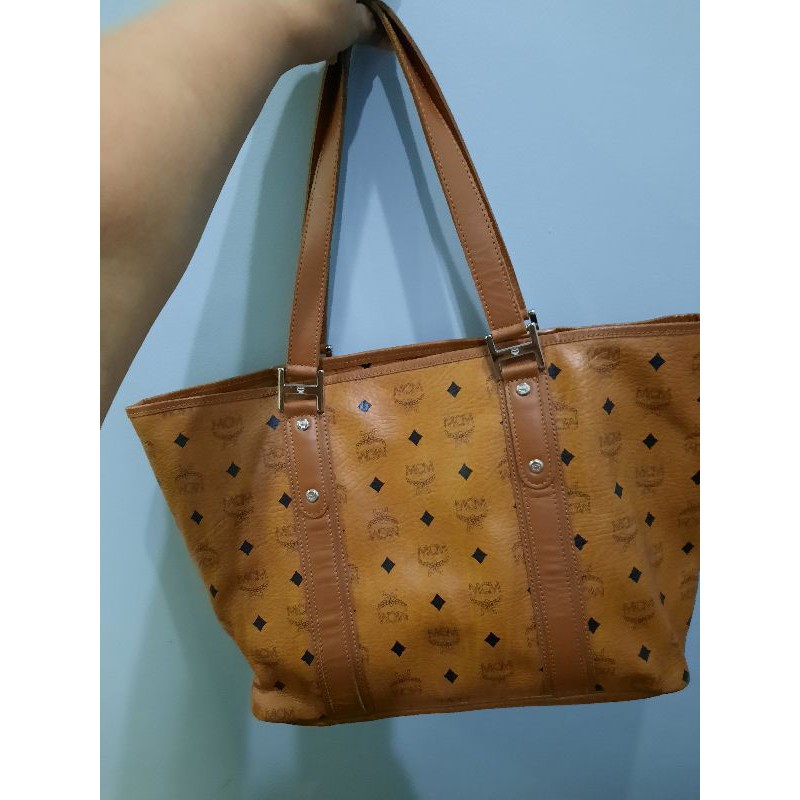 Mcm tote bag online cognac