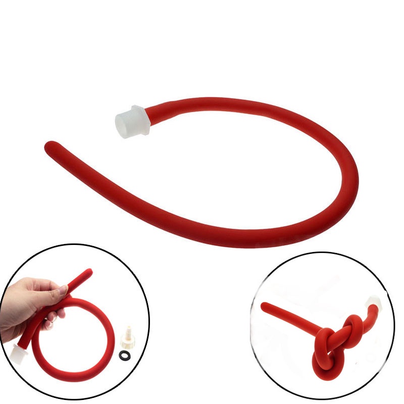 Qawg Hot Sales Red 50cm Soft Silicone Anal Enema Tube Enema Nozzle Washing Anal Shower Tube 5898