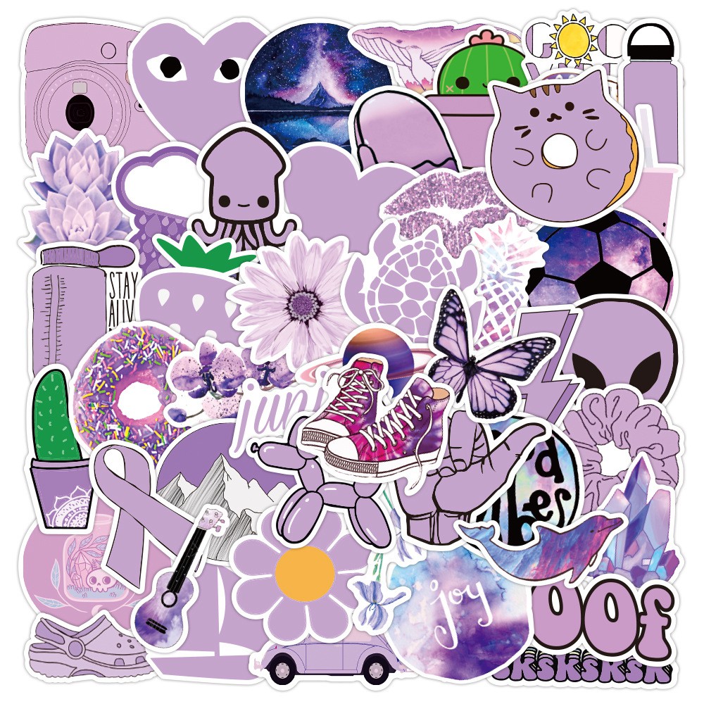 50Pcs Purple Stickers Aesthetic Scrapbook Stickers Cute Sticker Vinyl  Sticker for Water Bottles, Computer Waterproof ok