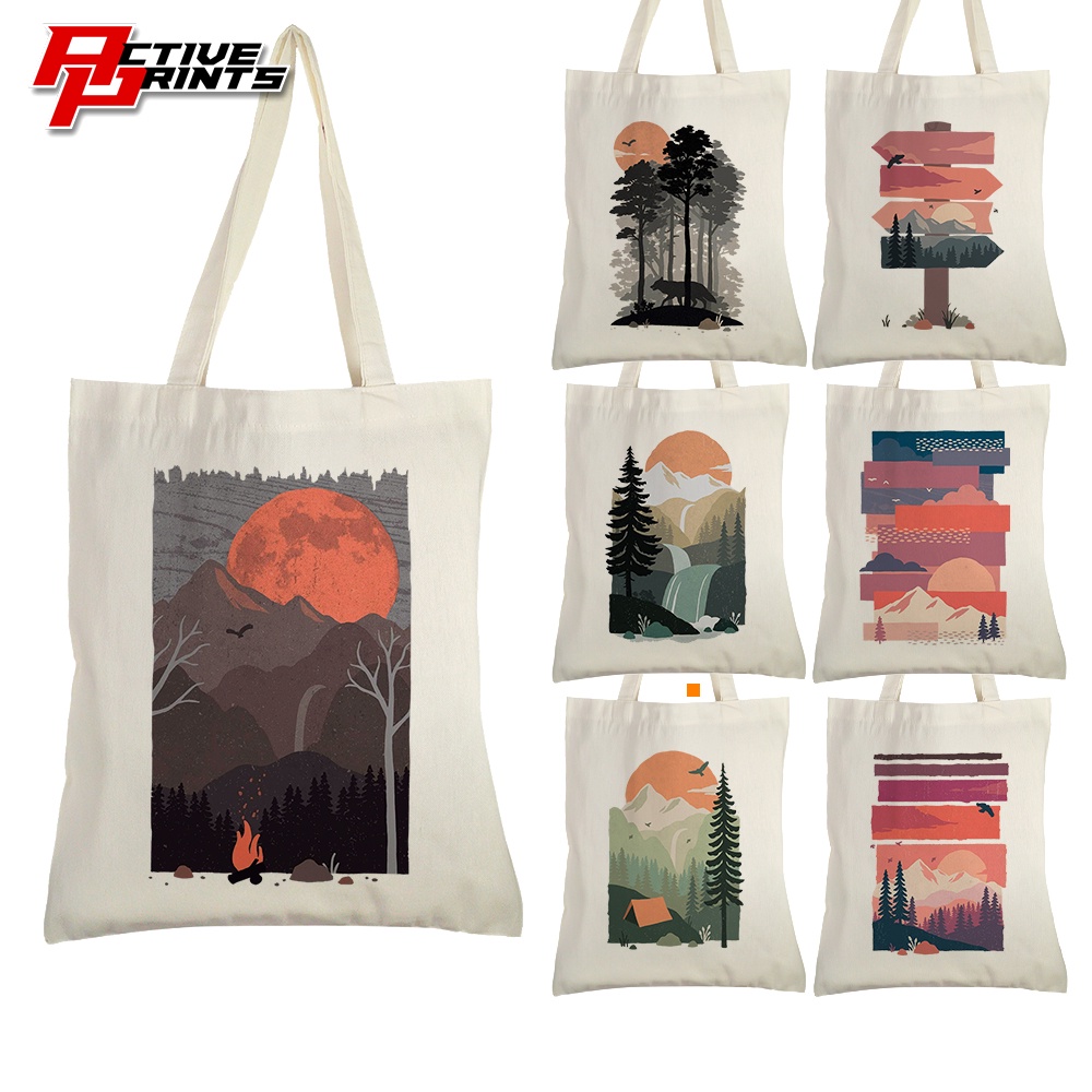 Canvas Tote Bag Wild Oak Nature Painting 13x15 inches Reusable Washable Shopee Philippines