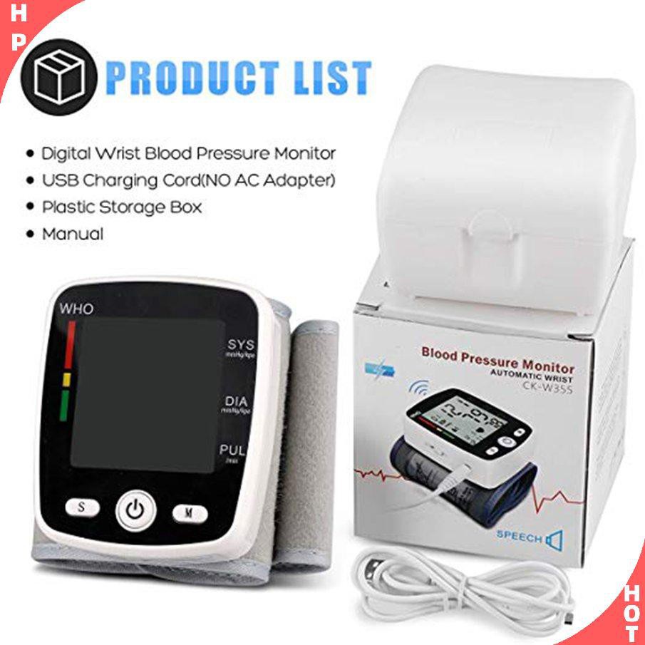 Wrist Blood Pressure Monitor with Result Narration Voice Rechargeable