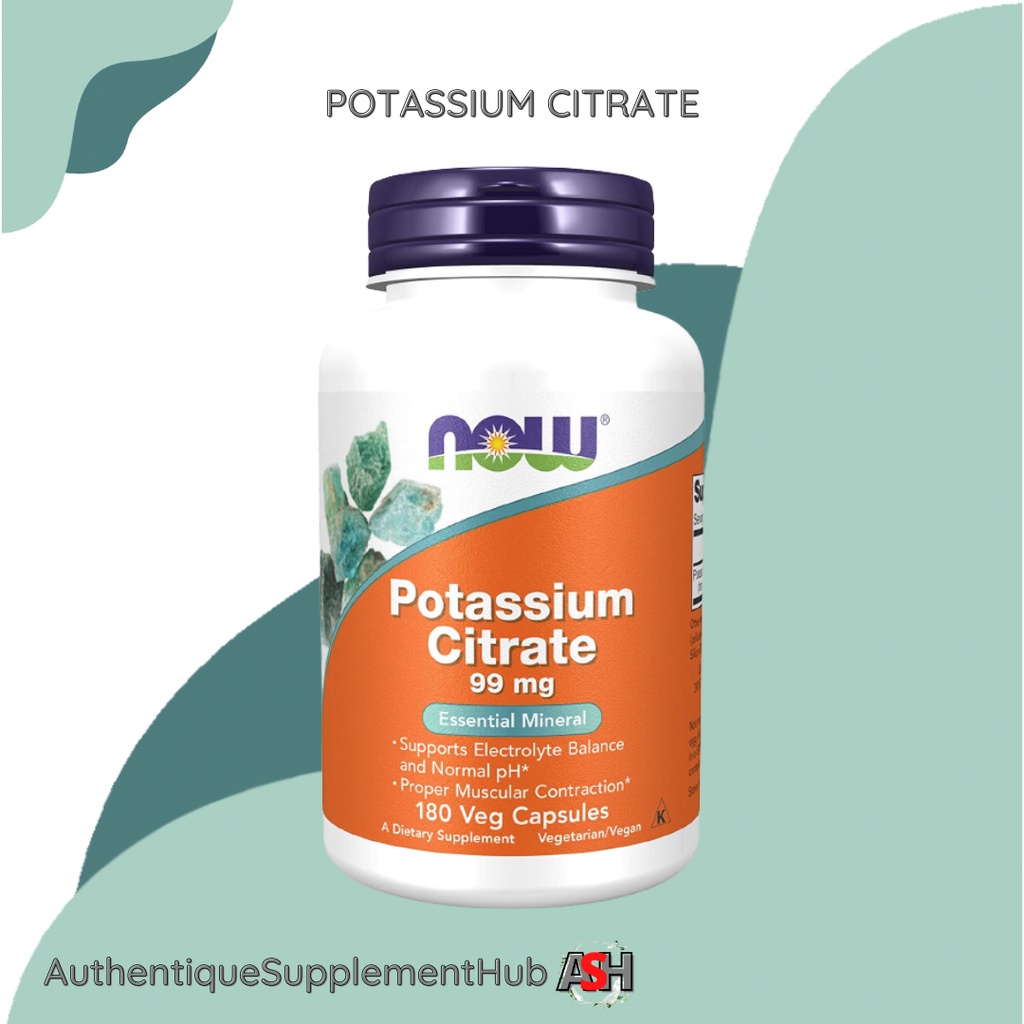 NOW Supplements, Potassium Citrate 99 mg, 180 Veg Capsules Shopee