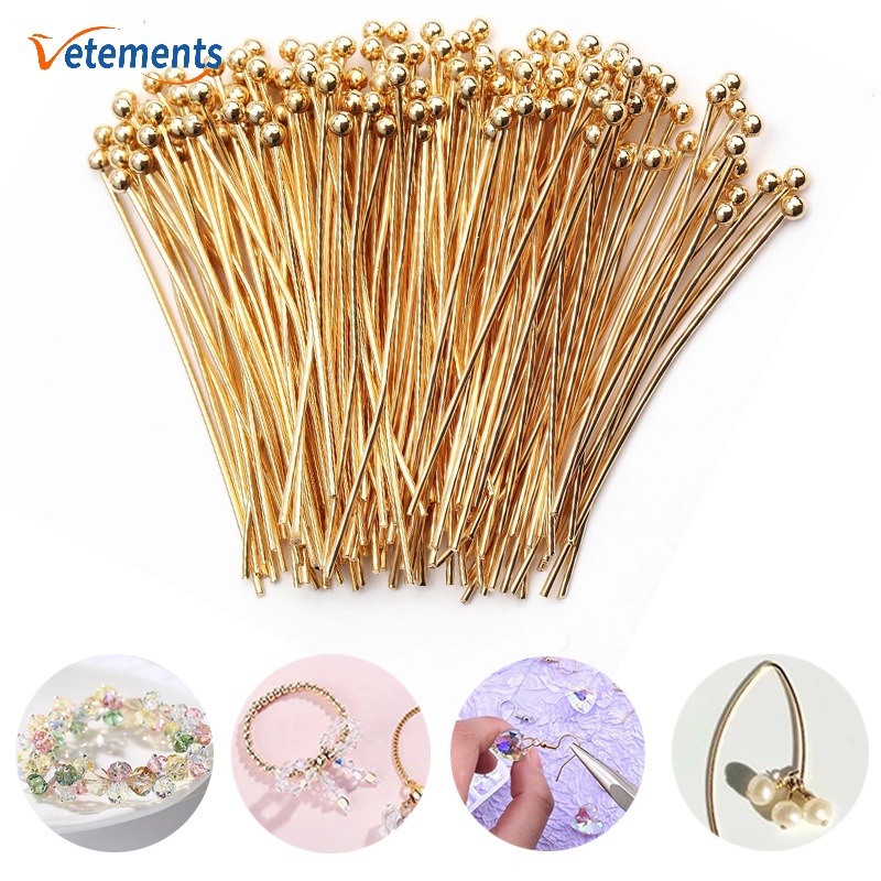 100Pcs/Lot 20 30mm Bright Tone Stainless Steel Ball Head Pin/ Diy ...
