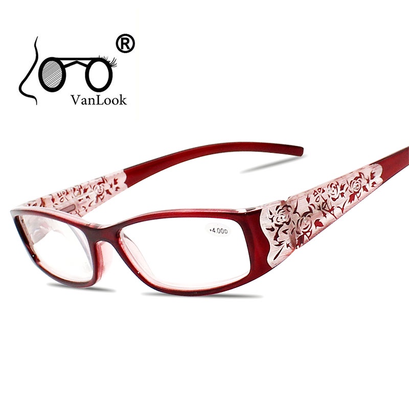 VANLOOK Floral Reading Glasses Rhinestone Women Eyeglass Frame Luxury