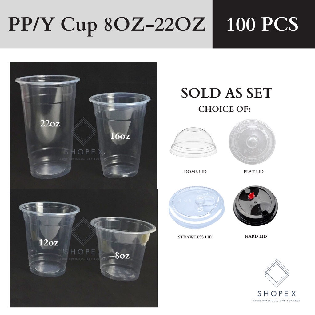 Y/ PP Cup 95 MM 100 pcs with LID / Disposable Plastic Cups/Milk Tea