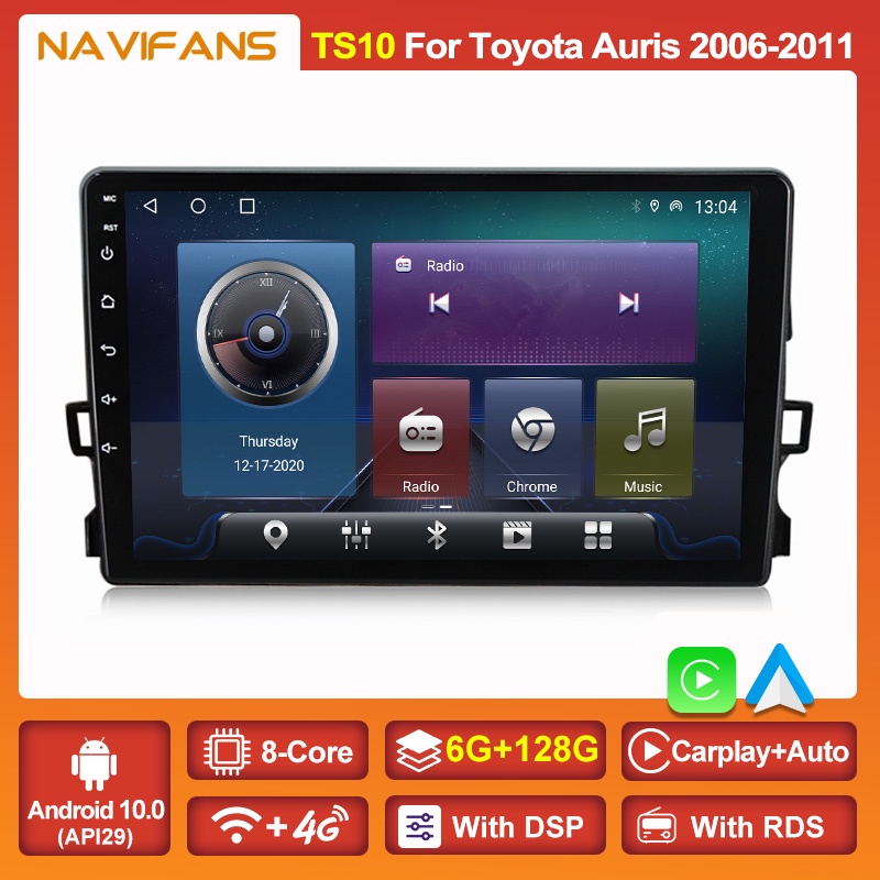 DSP 6G+128G Android 11 IPS Screen Car Radio For Toyota Auris 2006