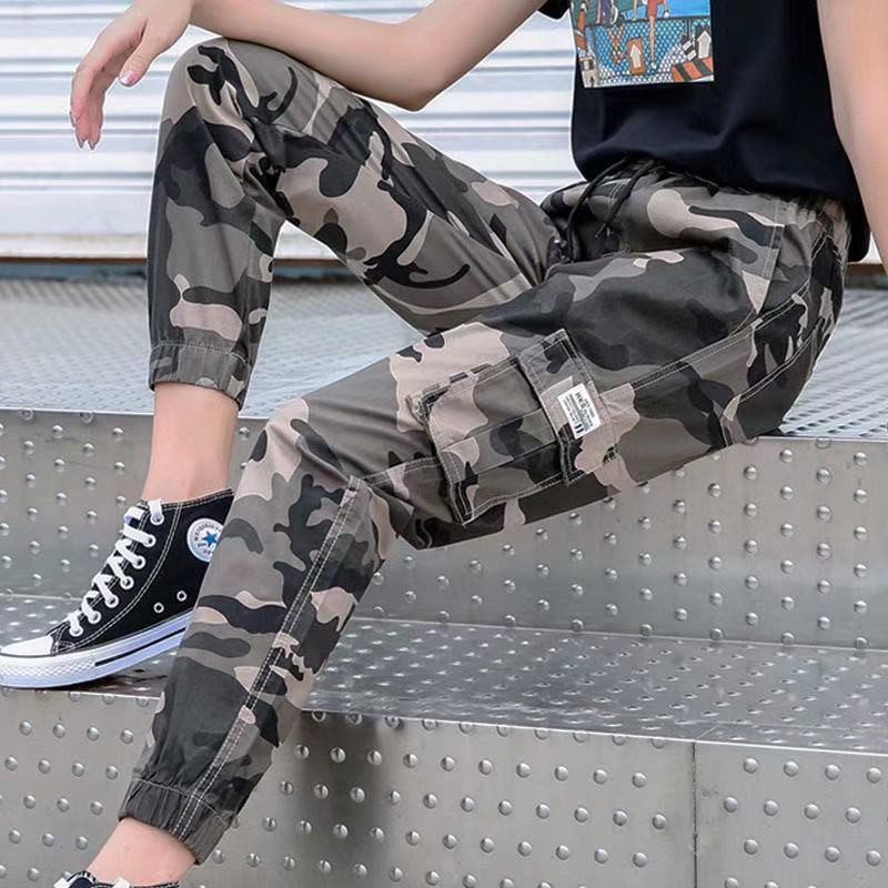 4pocket Camouflage cargo pants for women（free size) cotton