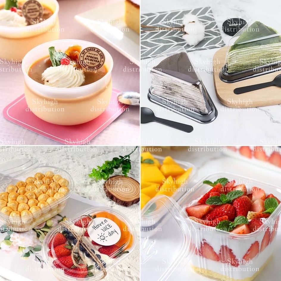 Plastic Transparent Oval Square Round Clear Dessert Container Cake ...