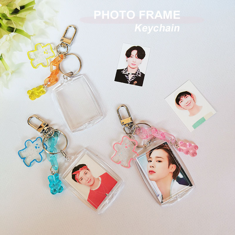 Creative DIY K POP Idols Small 2R Photo Frame Keychain Cute Bear Acrylic Key Ring Stars Identification Photos Cards Holder Cute Key Chain Pendant Shopee Philippines