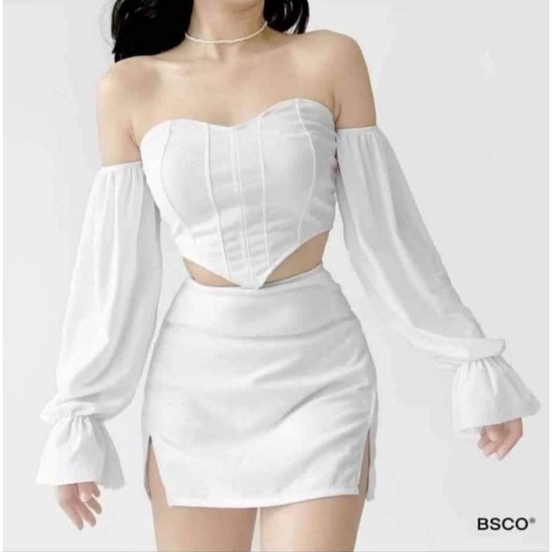 Women Emerald Corduroy Off Shoulder Crop Top