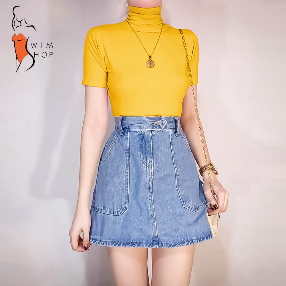 SS Turtle Neck Crop Top Short Sleeve Tops Shopee Philippines
