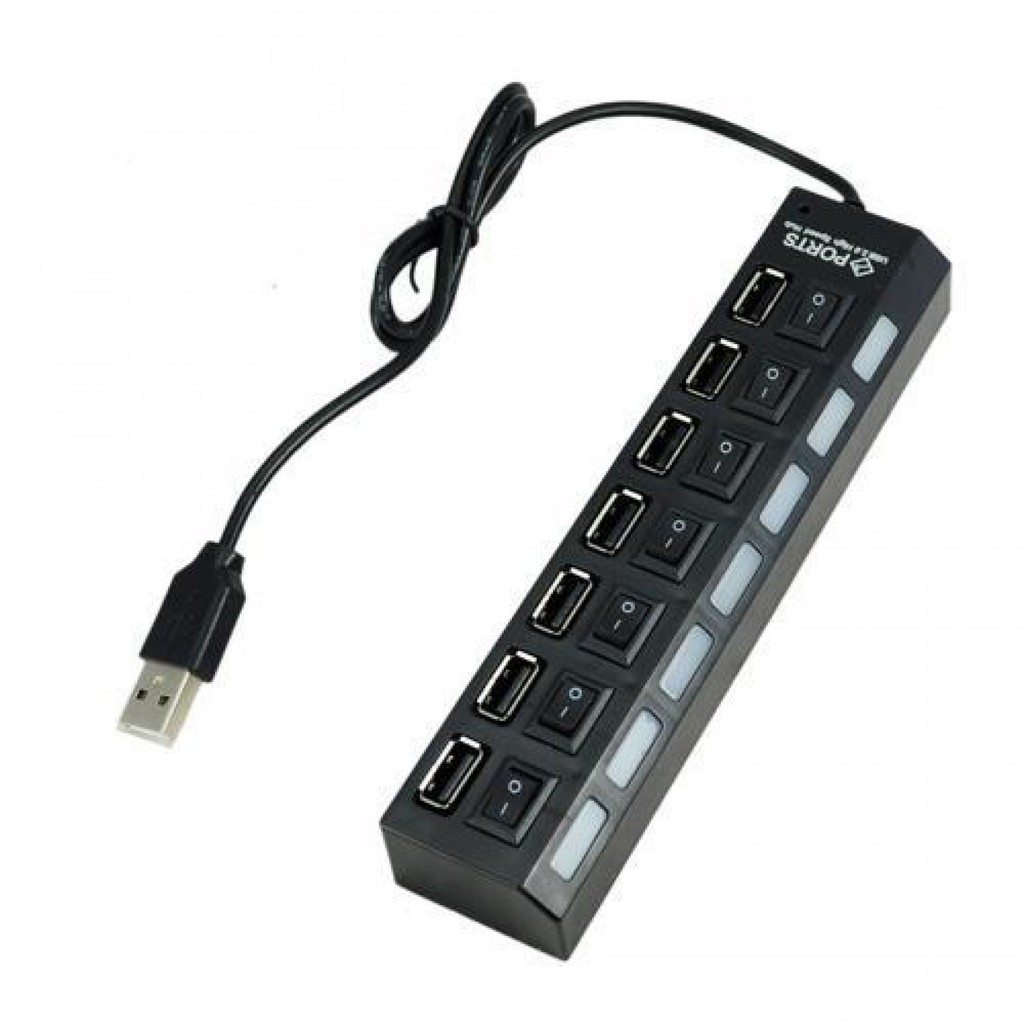 2.0 USB 7 Port Hub High Super Speed Adaptor Multi Hub Splitter ...